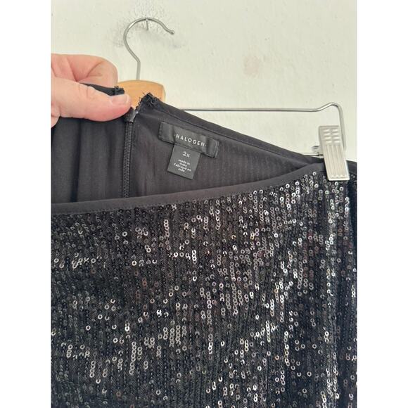 HALOGEN Women's Plus Black Sequin Pencil Skirt | Size 2X - Picture 2 of 3